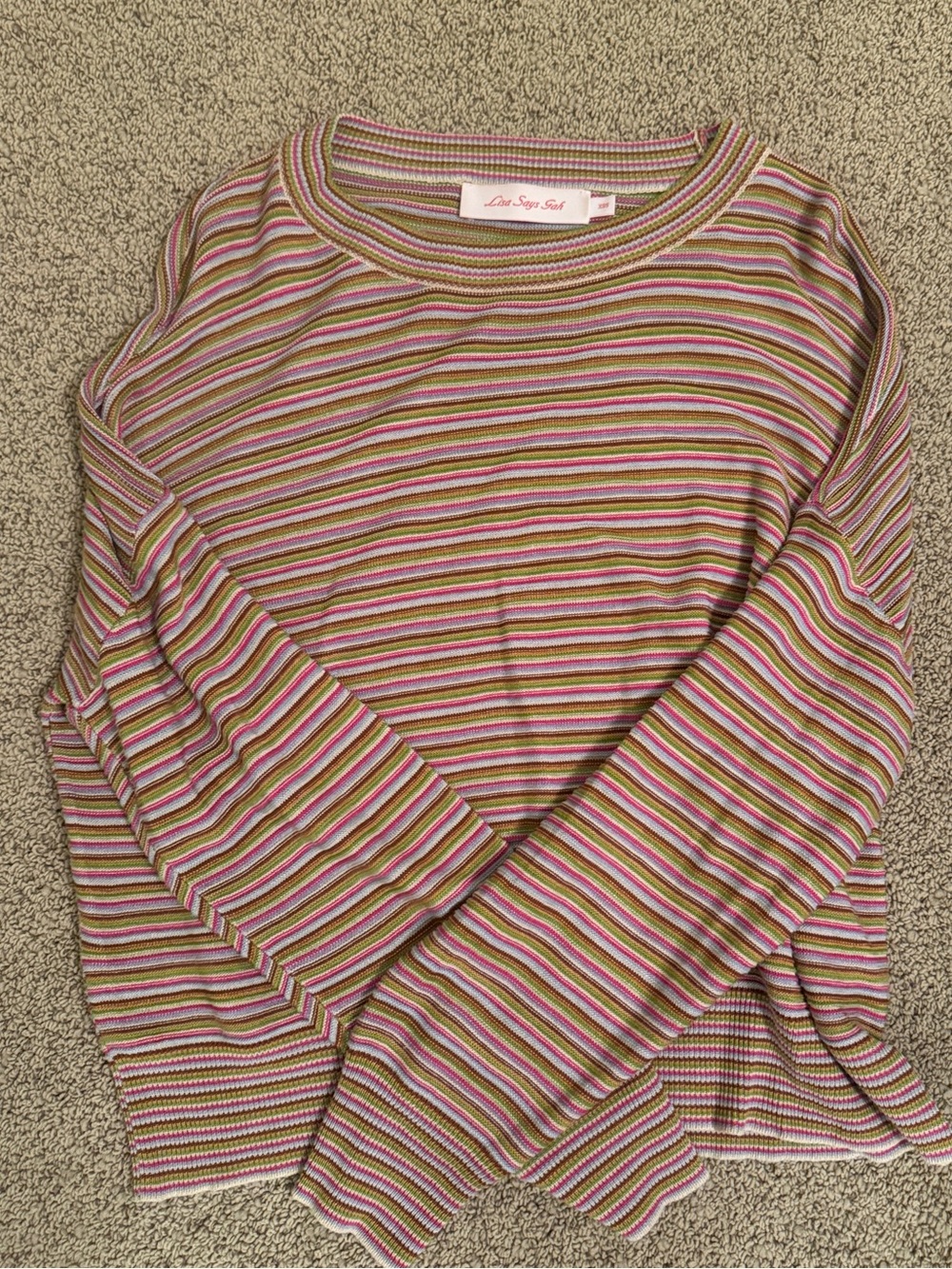 Lisa Says Gah Striped Scoop Neck Sweater xs/s